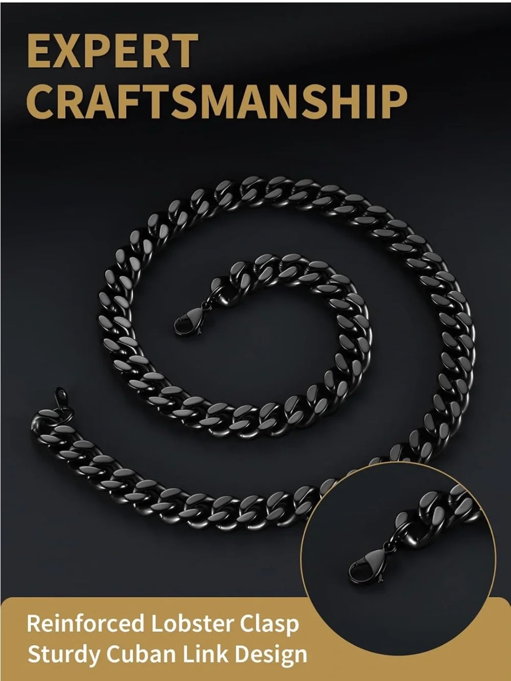Black Cuban Link Men's Necklace